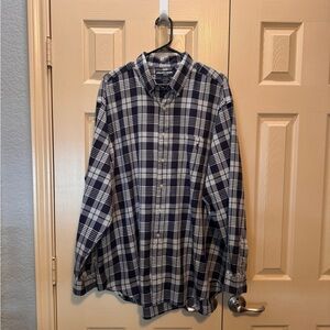 Ralph Lauren Golf Tilden XXL LT Polo Plaid Button-Down Shirt Cotton Navy/White